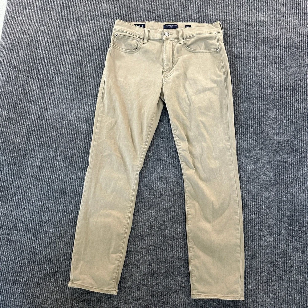 Lucky Brand Mens 121 Slim Straight Pants 32x30 Tan Stretch Cotton